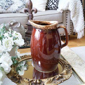 Vintage FARMHOUSE BROWN Pitcher BY HULL